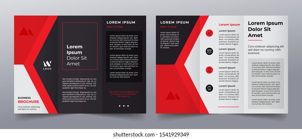  red tri fold business brochure template