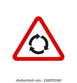 Red triagle roundabout sign vector image