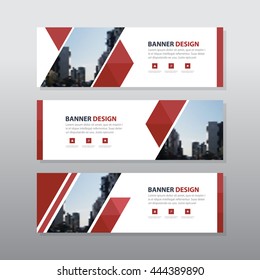 Red triangle abstract corporate business banner template, horizontal advertising business banner layout template flat design set , clean abstract cover header background for website design