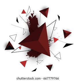 Red triangle abstract on white background, stock vector
