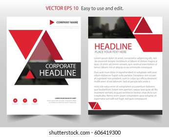 Red triangle abstract Vector Brochure annual report Leaflet Flyer template design, book cover layout design, abstract business presentation template, a4 size design