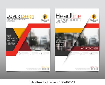 Red triangle annual report brochure flyer design template vector, Leaflet cover presentation abstract flat background, layout in A4 size