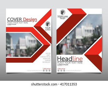 Red triangle annual report brochure flyer design template vector, Leaflet cover presentation abstract geometric background, layout in A4 size