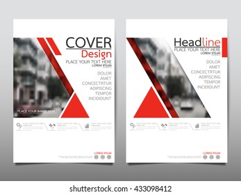 Red triangle annual report brochure flyer design template vector, Leaflet cover presentation abstract geometric background, layout in A4 size