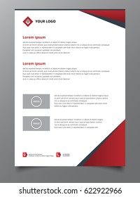 Red triangle annual report brochure flyer design template vector, Leaflet cover presentation abstract geometric background, layout in A4 size