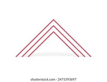Red triangle archway multilevel corner column minimalist presentation decor foundation realistic vector illustration. Angular basic construction level gate exit entrance geometric form figure