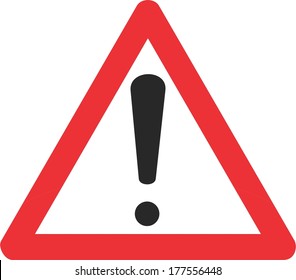 Red Triangle (Attention Sign) With Exclamation Mark Symbol.