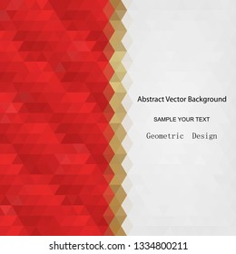 red triangle background with gold line. geometric design 
