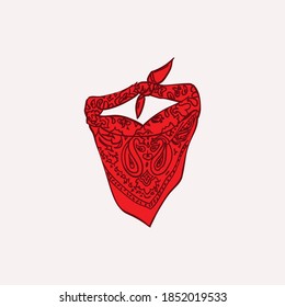 Red triangle bandana mask vector graphic illustration