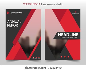 Red triangle brochure annual report Leaflet Flyer template design, book cover layout design, abstract business presentation template, a4 size design