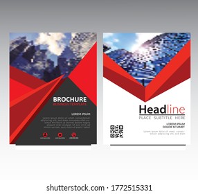 Red triangle business annual report brochure flyer design template vector, Leaflet cover presentation abstract geometric background, modern publication poster magazine, layout in A4 size