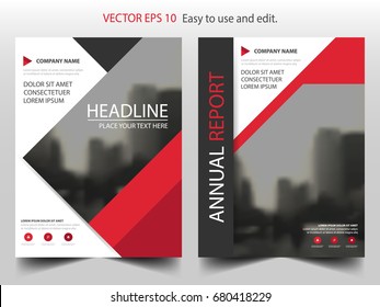 Red triangle business Brochure Leaflet Flyer annual report template design, book cover layout design, abstract business presentation template, a4 size design