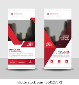 Red triangle Business Roll Up Banner flat design template ,Abstract Geometric vertical  banner Vector illustration set, presentation brochure flyer 
