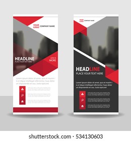 Red triangle Business Roll Up Banner flat design template ,Abstract Geometric template Vector illustration set, abstract presentation brochure flyer 