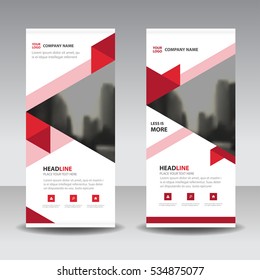 Red triangle Business Roll Up Banner flat design template ,Abstract Geometric banner  Vector illustration set, abstract presentation brochure flyer vertical  vector
