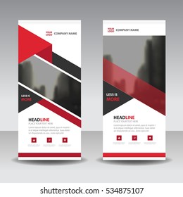 Rojo triángulo - Acumulación de empresas - Plantilla de diseño plana - Pancarta geométrica abstracta - Ilustración vectorial, folleto de presentación abstracta vectorial vertical