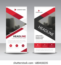 Red triangle Business Roll Up Banner flat design template ,Abstract Geometric banner template Vector illustration set,  