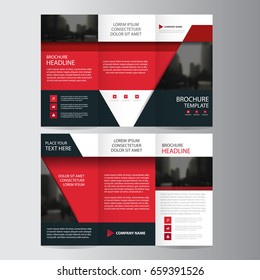 Red triangle business trifold Leaflet Brochure Flyer report template vector minimal flat design set, abstract three fold presentation layout templates a4 size