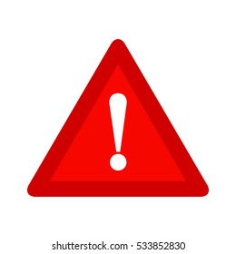 Red triangle caution warning alert sign vector illustration, isolated on white background. Be careful, do not, stop symbol and web icon