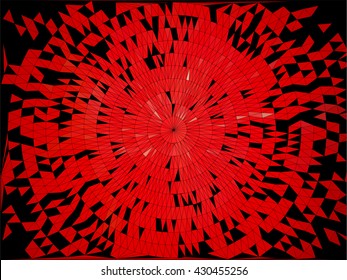 Red triangle circle on black abstract background
