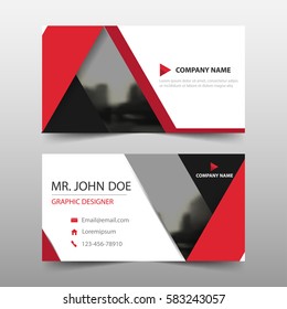 Red triangle corporate business card, name card template ,horizontal simple clean layout design template 