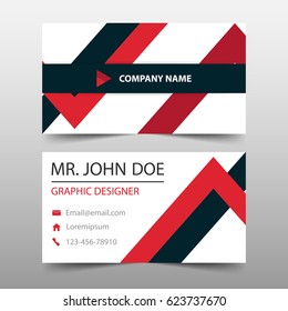 Red triangle corporate business card, name card template ,horizontal simple clean layout design template , Business banner template for website