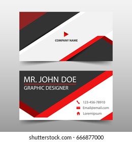 Red triangle corporate business card, name card template ,horizontal simple clean layout design template , Business banner template for website