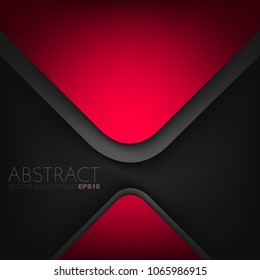Red triangle curve background vector overlap layer on black space for text and background design