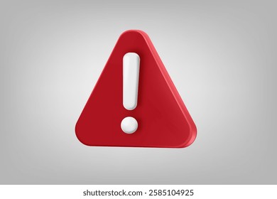 Red triangle with exclamation sign. Vector 3d application icon