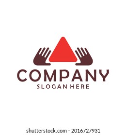 red triangle hand logo icon flat vector concept design