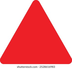 Red triangle icon with rounded corners isolated on white background . Triangle icon vector