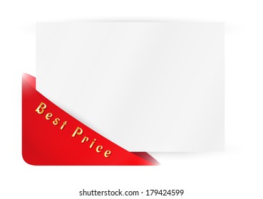 red triangle pocket with best price and paper on white background