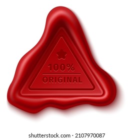 Cera de foca del triángulo rojo. Sello de garantía original del 100%