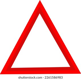 Red triangle sign isolated on white background.