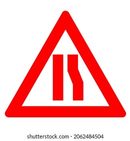 red triangle sign transportation road sign narrow right