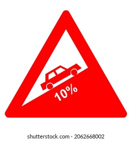 red triangle transportation road warning elevated inclined