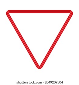 Red Triangle Upside Down Icon. Geometric Decoration Element. Isolated Flat Sign. Vector Illustration. Stock Image. 