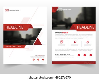 Red triangle Vector annual report Leaflet Brochure Flyer template design, book cover layout design,