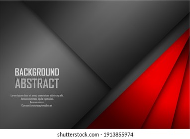 Red triangle vector background geometric overlap layer on black space for text and background design