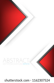 Red triangle vector background overlap paper layer on white paper space for background design