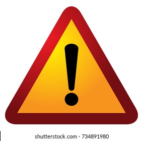 Red triangle warning alert sign vector illustration. Caution 3d attention sign red and white. Black exclamation point. Note, care, notice mark