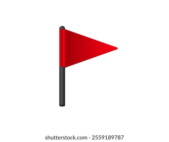 A red triangle warning flag is displayed on a black pole, signaling potential danger.