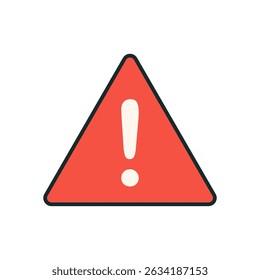 Icono de advertencia del triángulo rojo con signo de exclamación blanco que representa la notificación de alerta de peligro o el símbolo de precaución