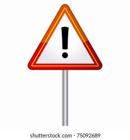 Red triangle warning sign on white background.