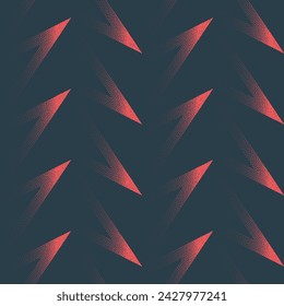 Red Triangles Against a Noir Canvas Seamless Pattern Trend Vector Abstract Background. Contemporary Half Tone Art Illustration for Textile. Repetitive Graphical Abstraction Wallpaper Dot Work Texture