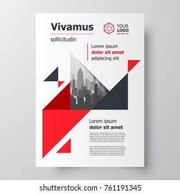 Red triangles Flyer design template size A4