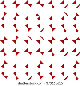 Red triangles on a white background. Geometrical abstraction. Vector illustration. Abstract modern painting,