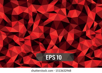 Red Triangular Background.Low poly textured triangle shapes in random pattern