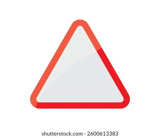 Red triangular blank attention warning sign vector. Sign, warning, triangular, red, symbol, blank, danger, isolated. Can use for infographic, banner, poster, web design. Isolated on white background. 