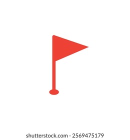  red triangular flag on transparent background, location icon, flat vector illustration